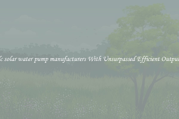 dc solar water pump manufacturers With Unsurpassed Efficient Outputs