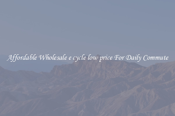 Affordable Wholesale e cycle low price For Daily Commute