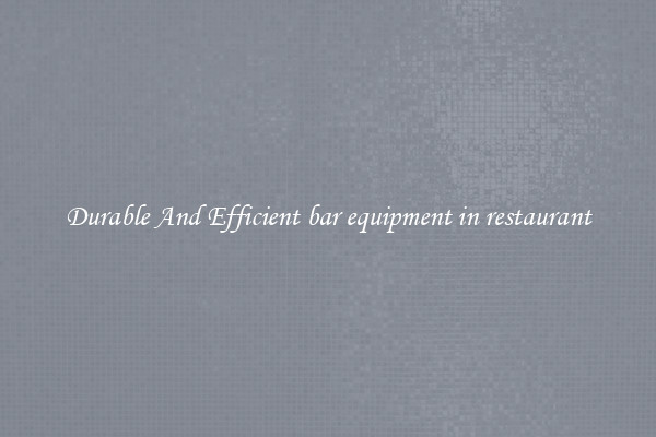 Durable And Efficient bar equipment in restaurant